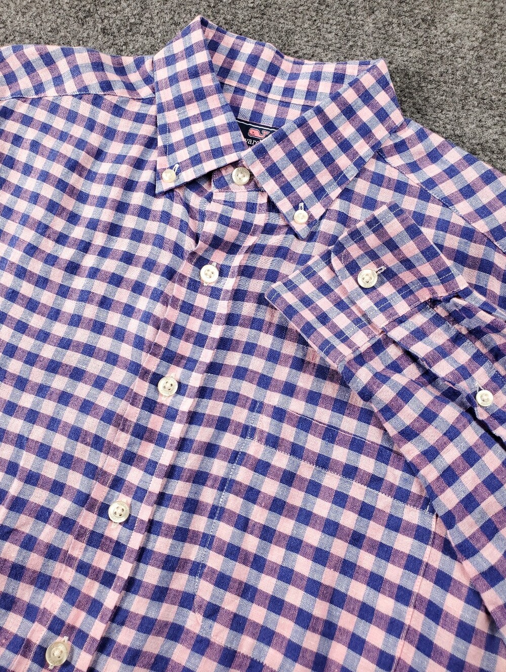 Vineyard Vines 100% Linen Classic Fit Murray Shirt Medium Button Down Gingham